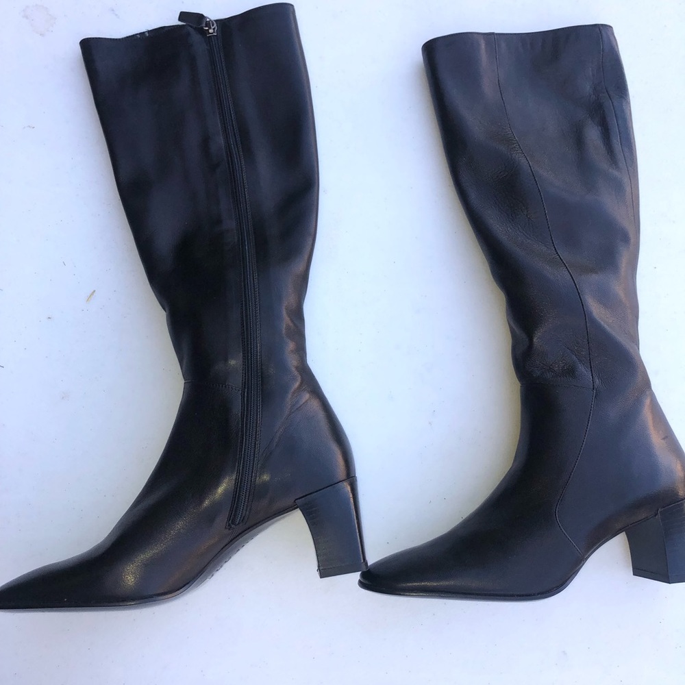 Ralph Lauren Black Heel Boots Leather